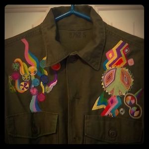 Hand-embroidered "Harley honey" army jacket